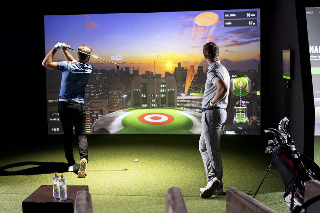 Heritage Garden Studios Golf Simulator Room Players playing Bullseye 72 dpi